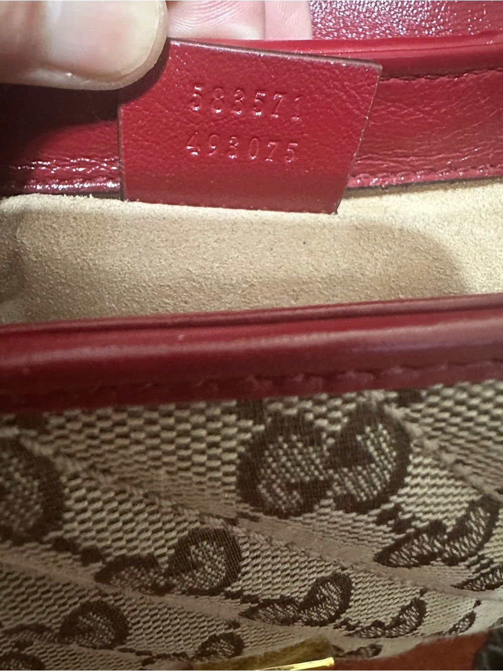 GUCCI ❤️🌟 BEIGE GG CANVAS TOP HANDLE SATCHEL W/ CHERRY RED TRIMMING ⭐️ - Picture 12 of 13